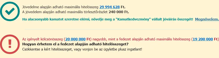 Lakáshitel kalkulátorok - Fedezet és jövedelem alapján