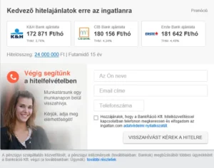 Lakáshitelek a hirdetési oldalakon - ingatlan.com és bankráció.hu hitelközvetítő